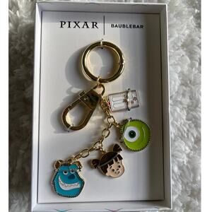 Disney Pixar BaubleBar Monsters Inc Keychain Mike Sulley & Boo Charms NEW Gold